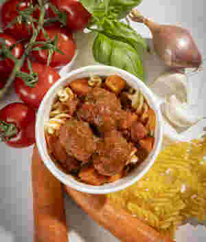 Mamma's Italian Meatballs In Tomato Sauce, Carrots And Fusilli Pasta 2